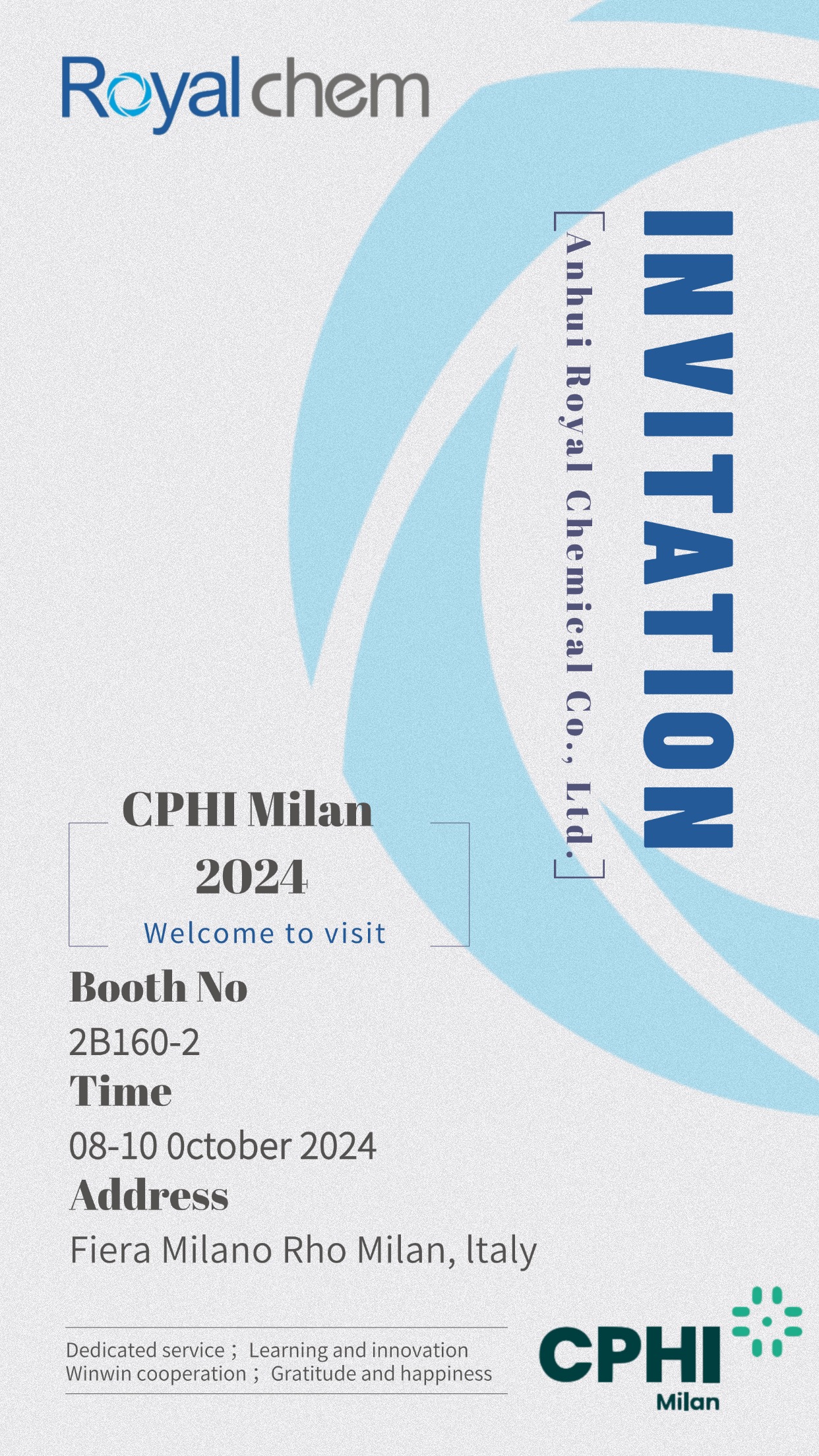 CPHI MILAN 08 Oct 2024 10 Oct 2024 Fiera Milano, Italy Royalchem